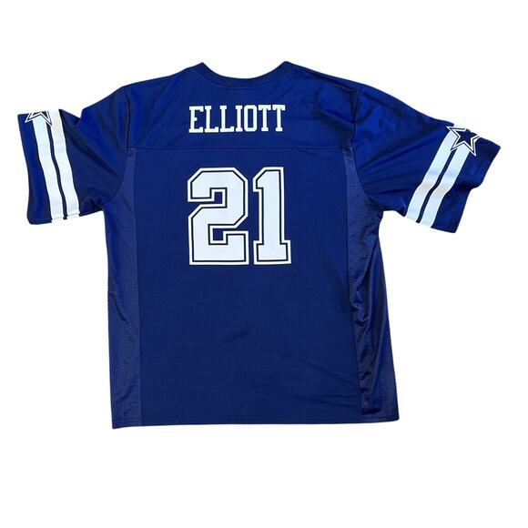NFL AUTHENTIC DALLAS COWBOYS EZEKIEL ELLIOT #21 JERSEY ADULT XL BLUE WHITE - Picture 1 of 6
